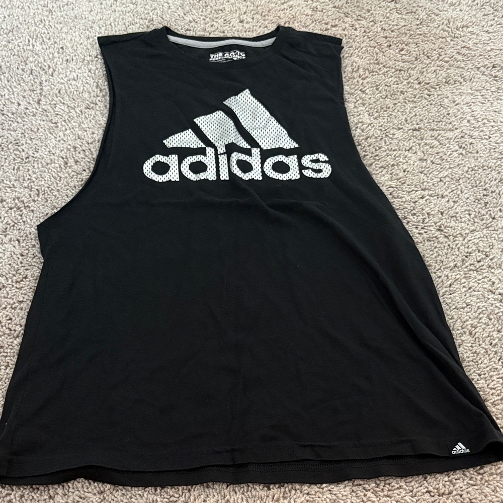 Adidas Black Metallic Graphic Muscle Tank Top